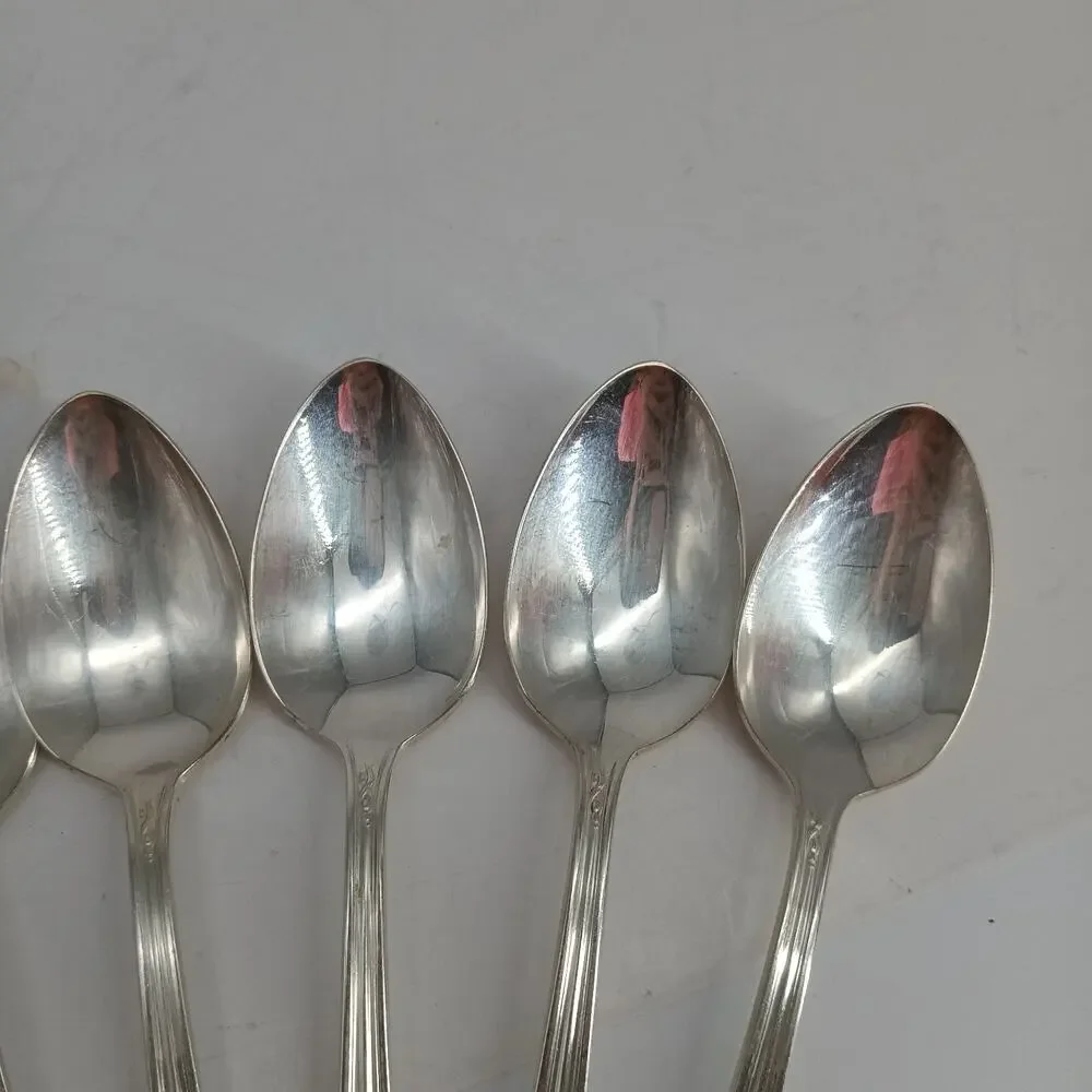8X Tbsp Vtg Manor Plate Triple Rose Rosedale Table Spoons Silverplate